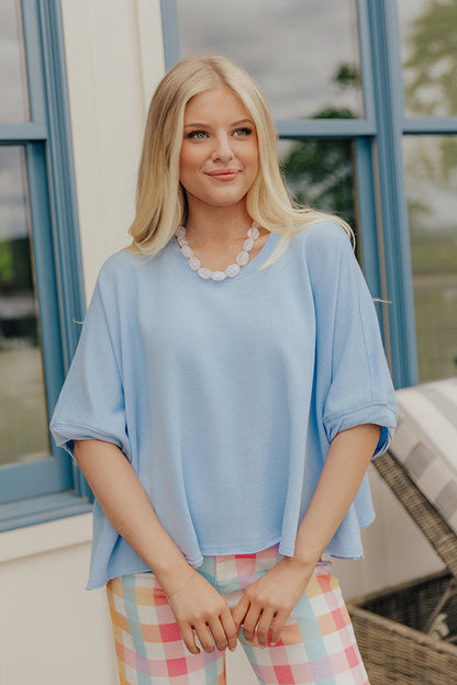 Sunny Muse Oversized Tee in Sky Blue