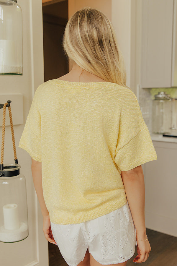 Coffee Run Cutie Knit Top in Yellow