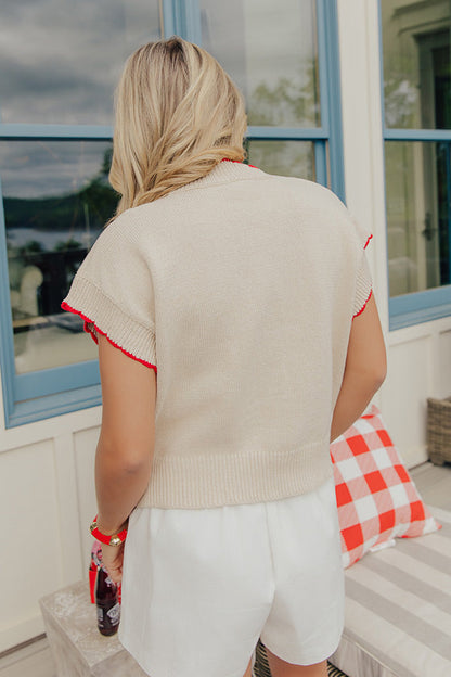 American Dream Embroidered Knit Sweater Top