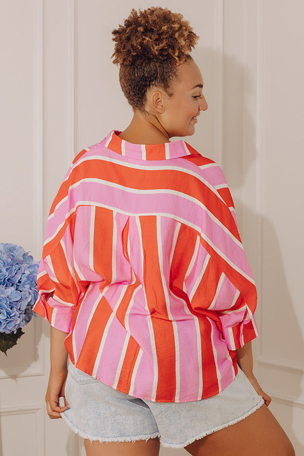 Sugar Rush Stripe Button Up Top Curves
