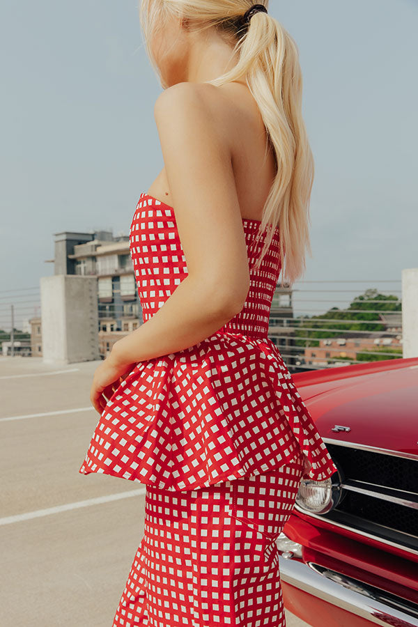 Soho Picnic Gingham Peplum Top