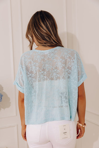 Delicate Muse Lace Top in Sky Blue
