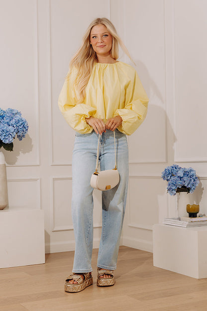 Bright Smile Balloon Hem Poplin Top