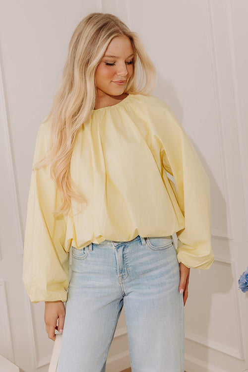 Bright Smile Balloon Hem Poplin Top