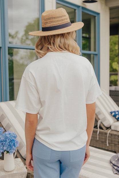 Sweet Freedom Oversized Embroidered Tee