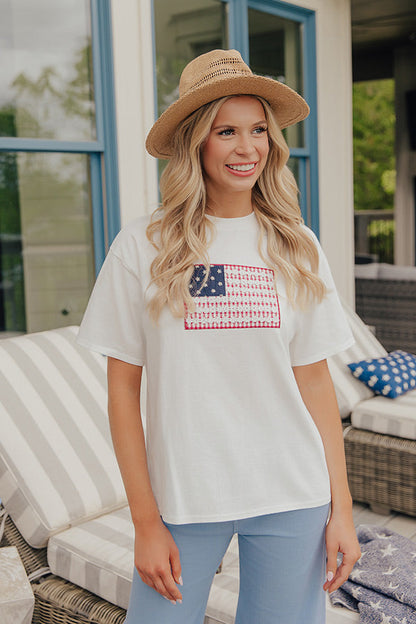 Sweet Freedom Oversized Embroidered Tee