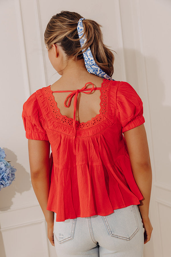 Darling Energy Eyelet Top in Scarlet