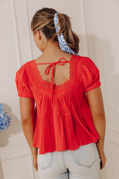Darling Energy Eyelet Top in Scarlet