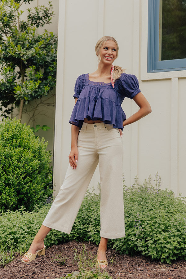 Darling Energy Eyelet Top in Navy