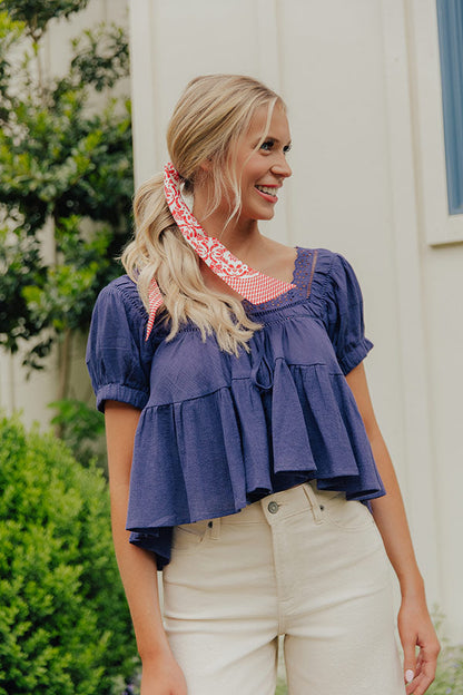 Darling Energy Eyelet Top in Navy