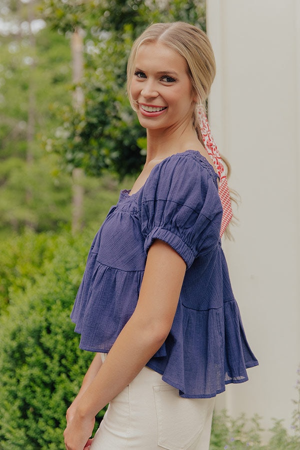 Darling Energy Eyelet Top in Navy