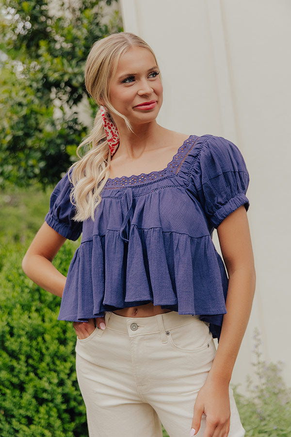 Darling Energy Eyelet Top in Navy