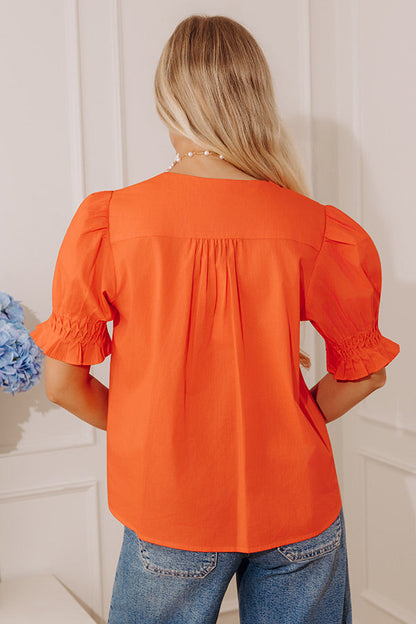 Uptown Darling Button Down Top in Tangerine