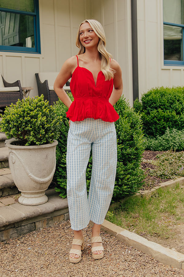 Flirt Alert Linen-Blend Top in Red