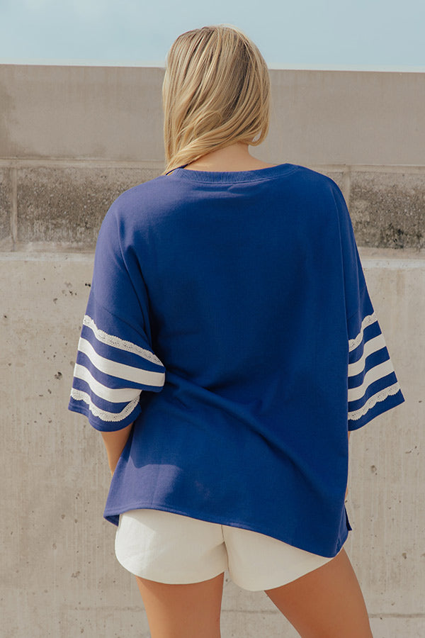 USA Vibes Patchwork Oversized Tee in Navy