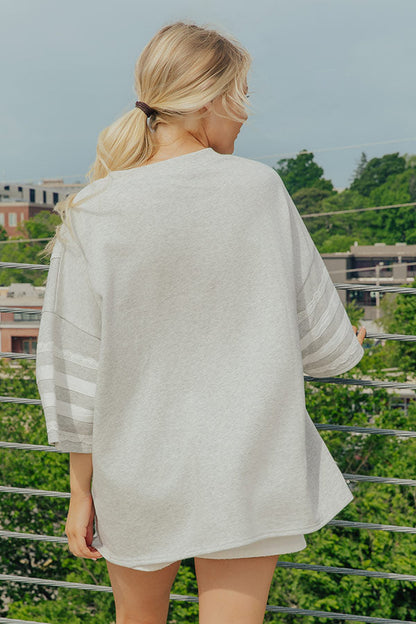 USA Vibes Patchwork Oversized Tee in Heather Grey