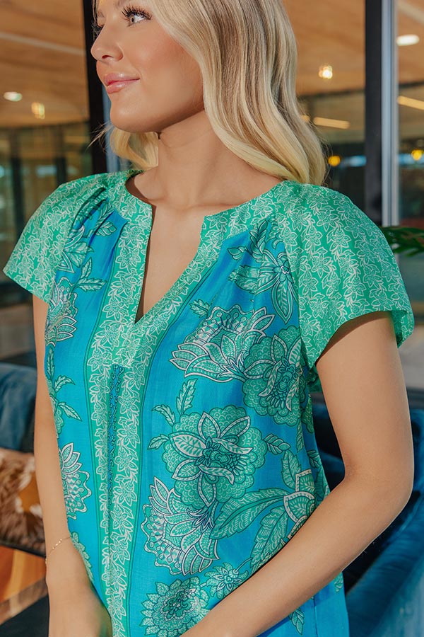 Portofino Stroll Floral Linen-Blend Top