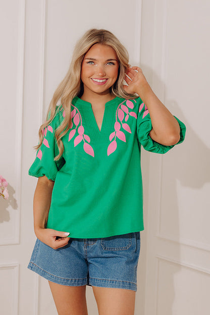 Riviera Muse Embroidered Linen-Blend Top