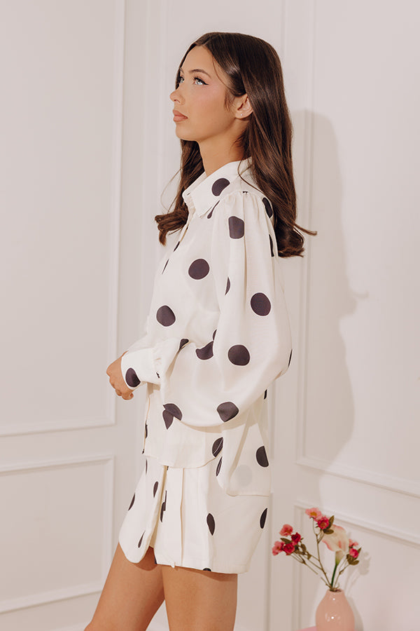 Darling Dots Button Up Top in Cream