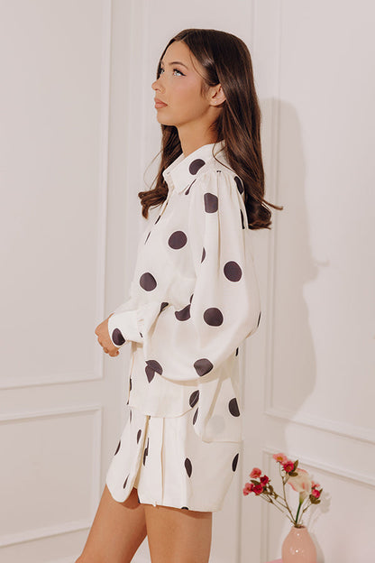 Darling Dots Button Up Top in Cream
