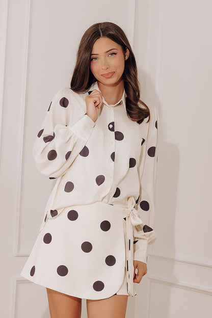 Darling Dots Button Up Top in Cream