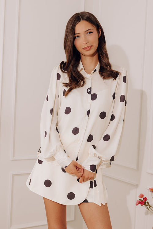 Darling Dots Button Up Top in Cream