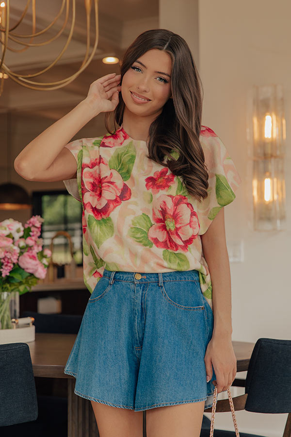 Floral Reverie Knit Sweater Top