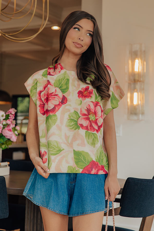 Floral Reverie Knit Sweater Top