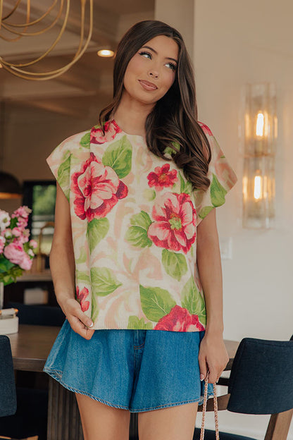 Floral Reverie Knit Sweater Top