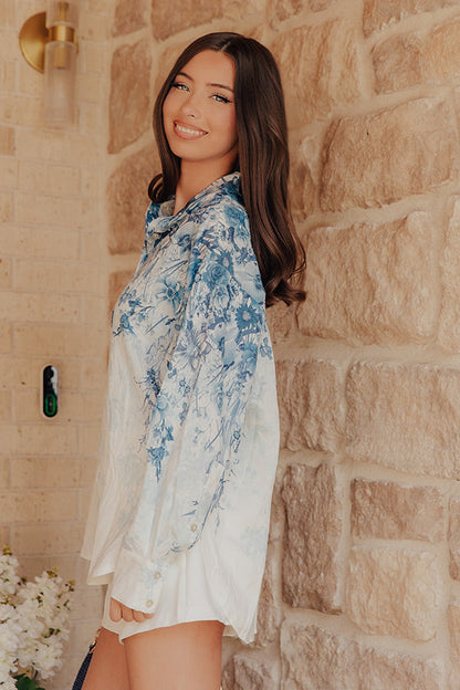 Floral Whispers Button Up Top
