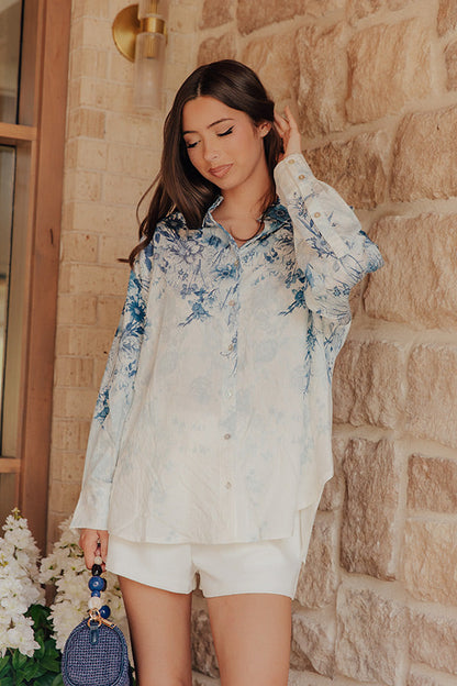 Floral Whispers Button Up Top