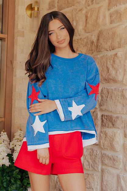Stars And Smiles Vintage Wash Patchwork Top