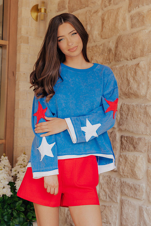 Stars And Smiles Vintage Wash Patchwork Top