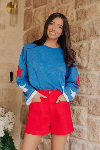 Stars And Smiles Vintage Wash Patchwork Top