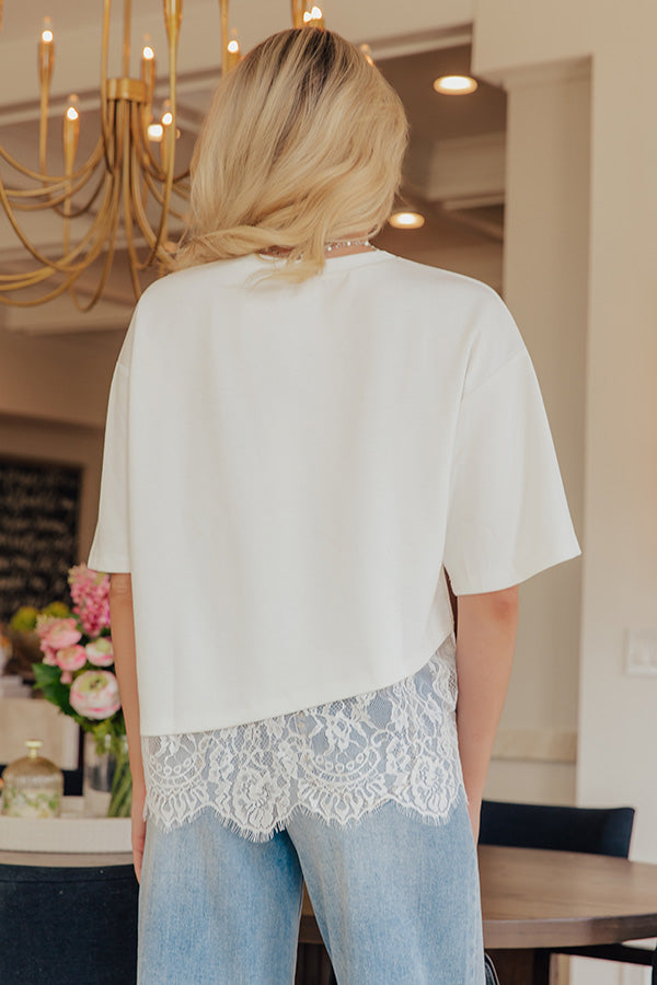 Casual Party Asymmetrical Lace Trim Top