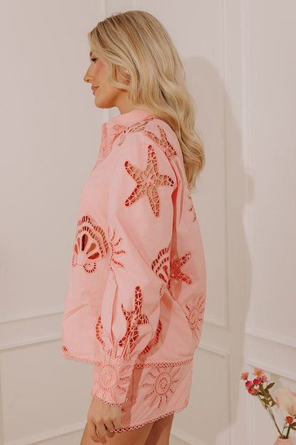 Seaside Bliss Button Up Top in Pink