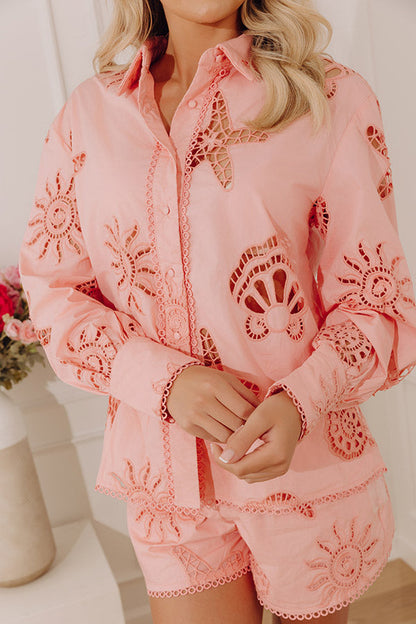 Seaside Bliss Button Up Top in Pink