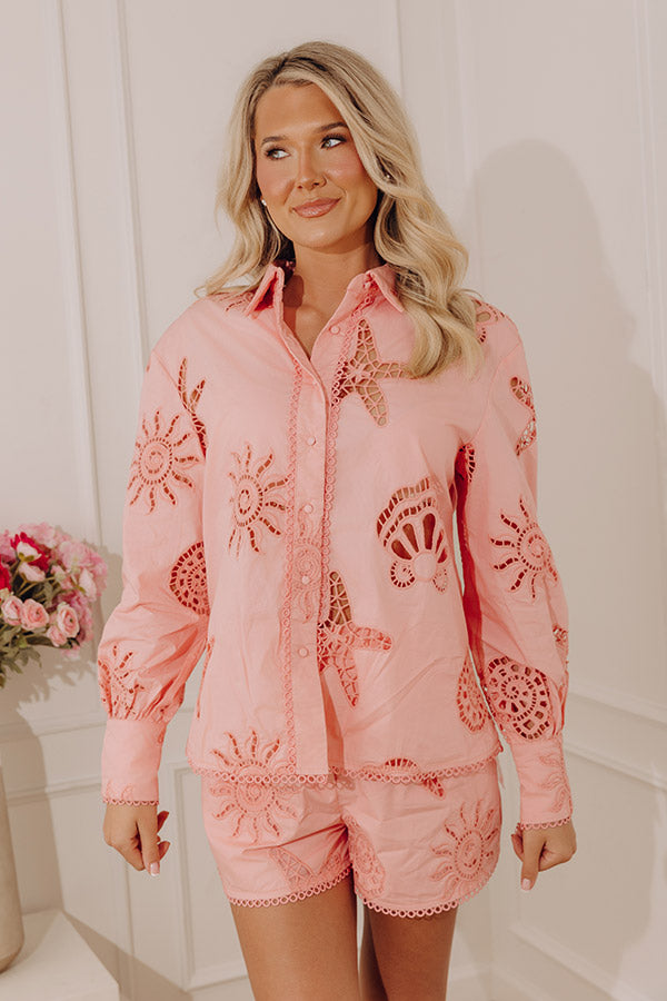 Seaside Bliss Button Up Top in Pink