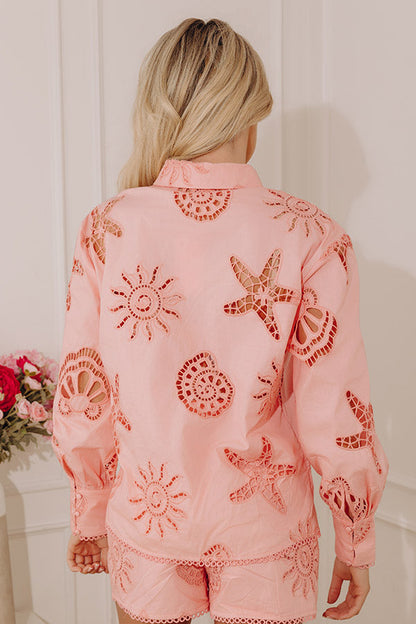 Seaside Bliss Button Up Top in Pink