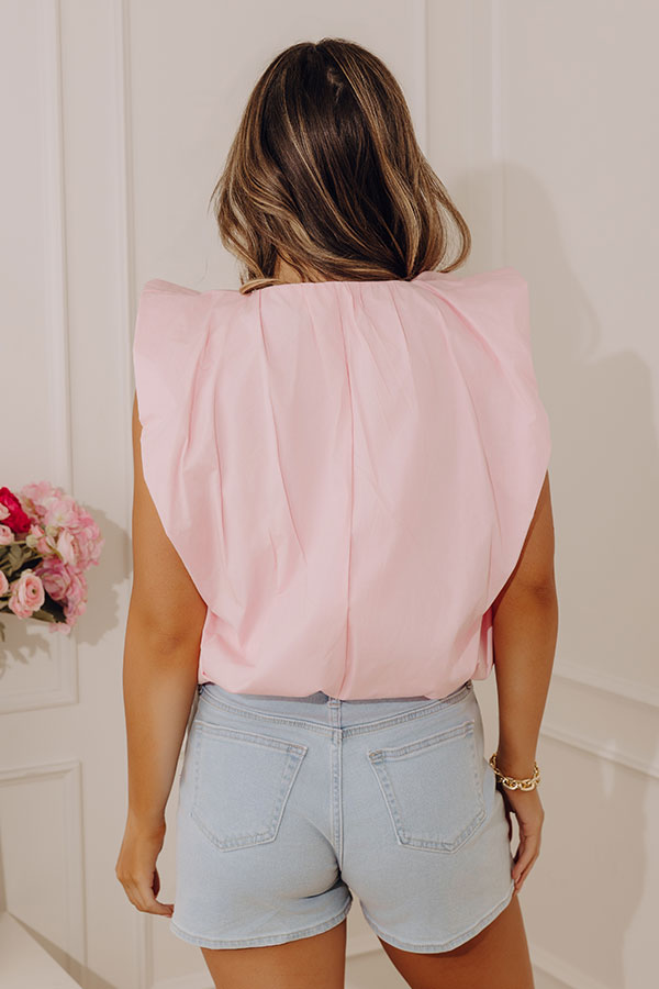 Brunch Date Chic Bubble Hem Top in Pink