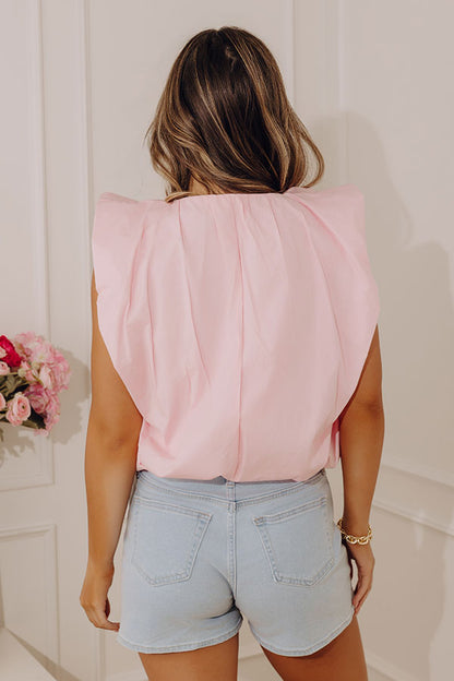 Brunch Date Chic Bubble Hem Top in Pink