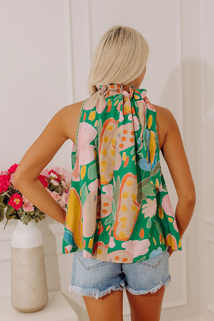 Bright Side Floral Shift Top in Green