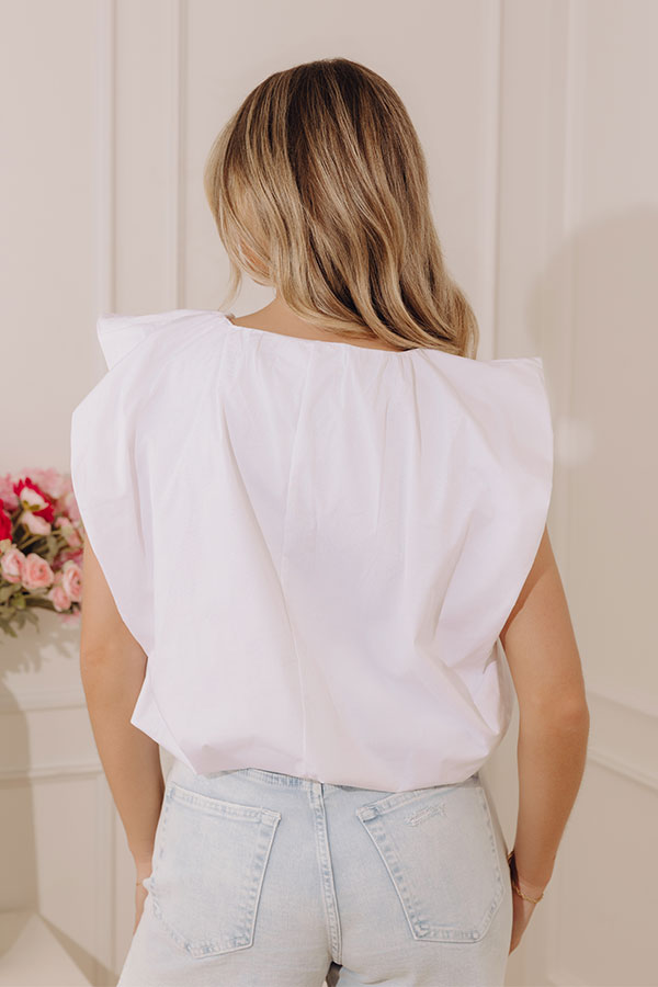 Brunch Date Chic Bubble Hem Top in White