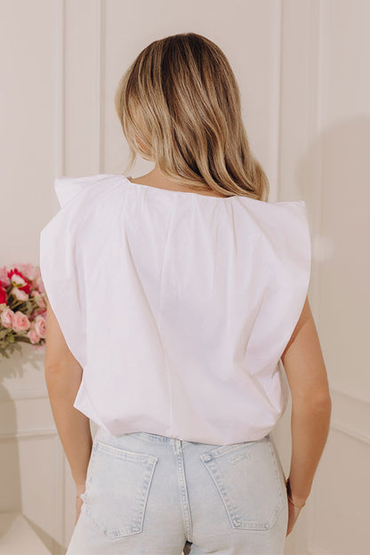 Brunch Date Chic Bubble Hem Top in White