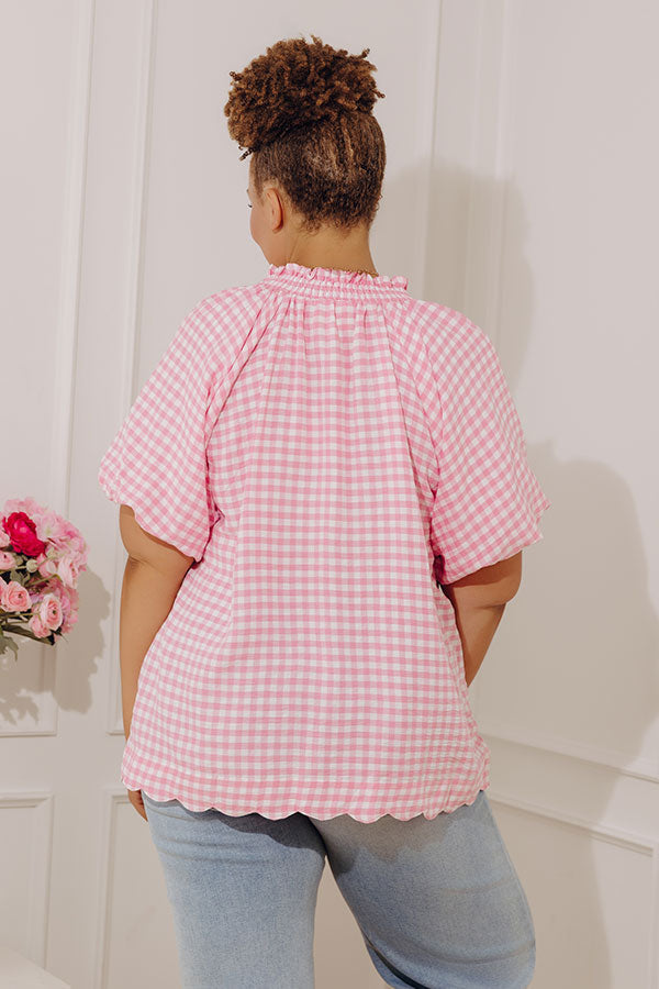 Charming Style Gingham Top in Pink Curves