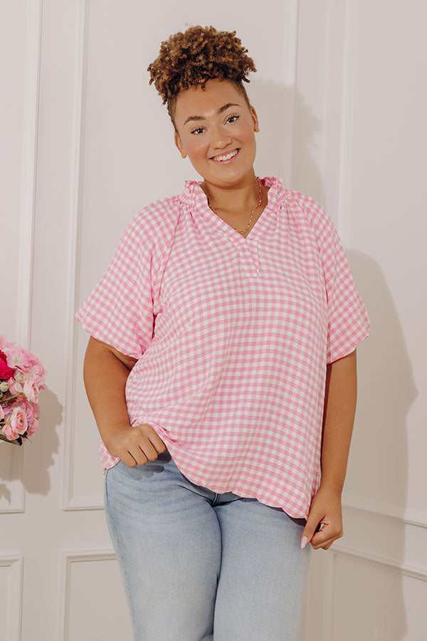 Charming Style Gingham Top in Pink Curves