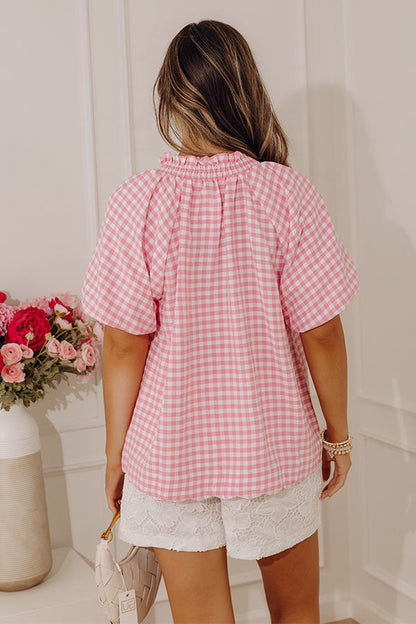 Charming Style Gingham Top in Pink