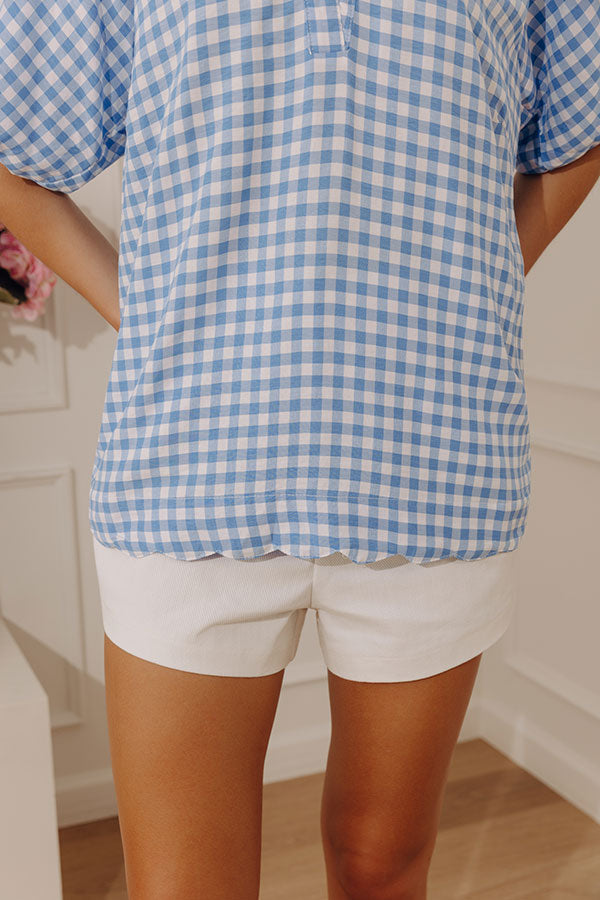 Charming Style Gingham Top in Light Blue