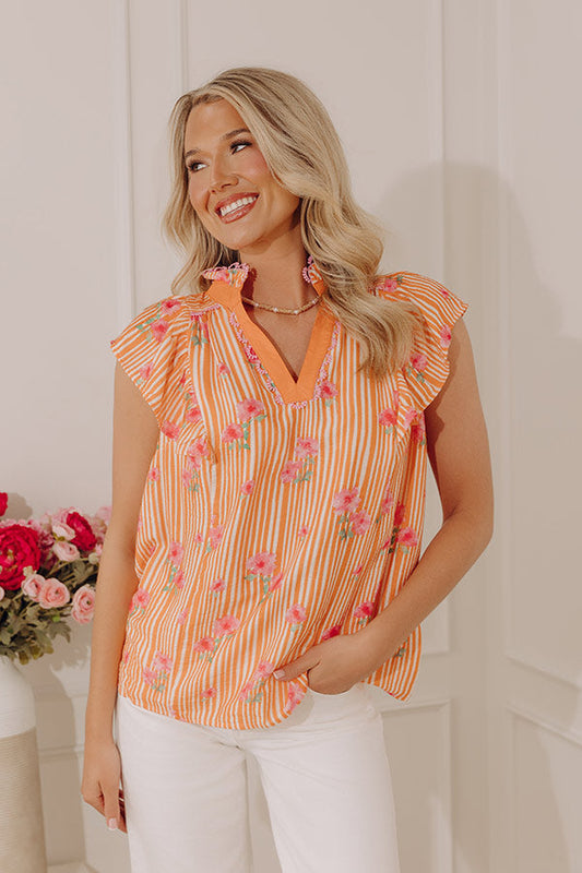 Sunshine and Smiles Floral Stripe Top