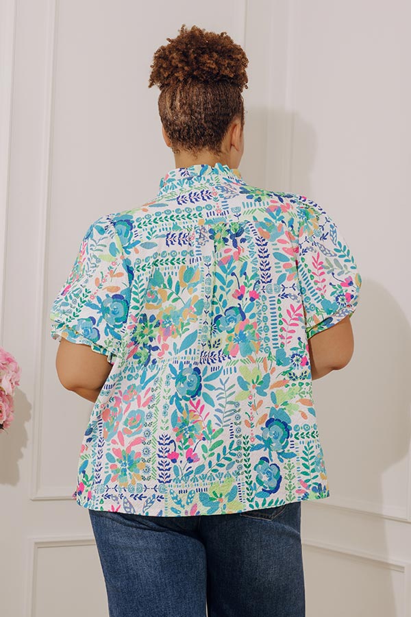 Capri Garden Floral Top Curves